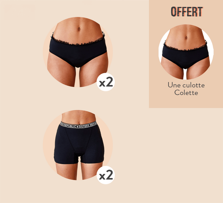 Sisters Republic FR La culotte menstruelle en tissus BIO efficace 12h sans fuite, ni odeur, ni sensation d'humidité. Élue "Victoire de la Beauté Top Innovation"