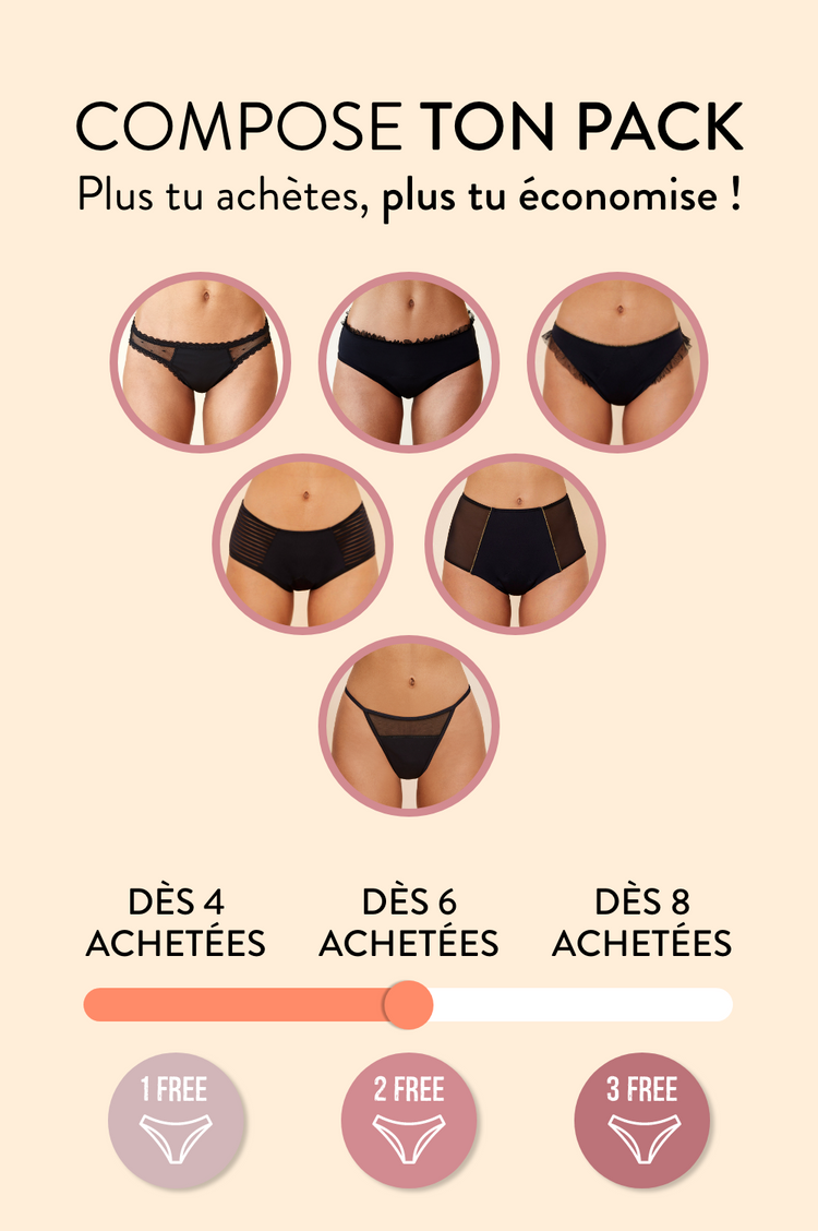 Sisters Republic FR La culotte menstruelle en tissus BIO efficace 12h sans fuite, ni odeur, ni sensation d'humidité. Élue "Victoire de la Beauté Top Innovation"