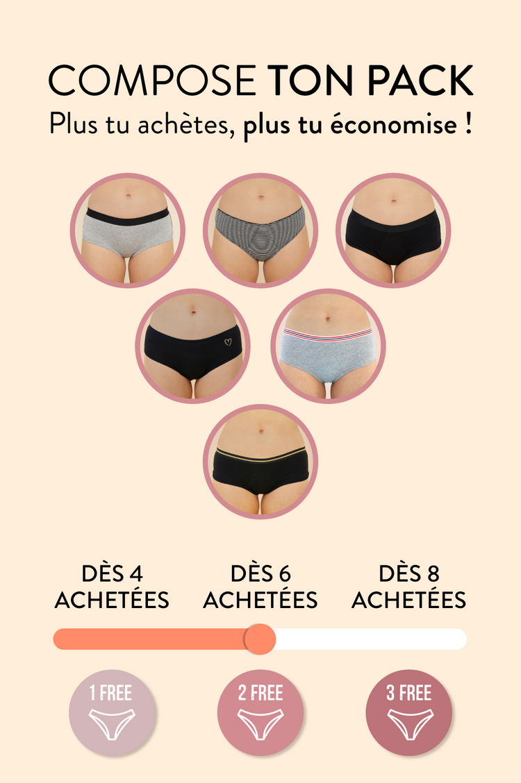 Sisters Republic FR La culotte menstruelle en tissus BIO efficace 12h sans fuite, ni odeur, ni sensation d'humidité. Élue "Victoire de la Beauté Top Innovation"
