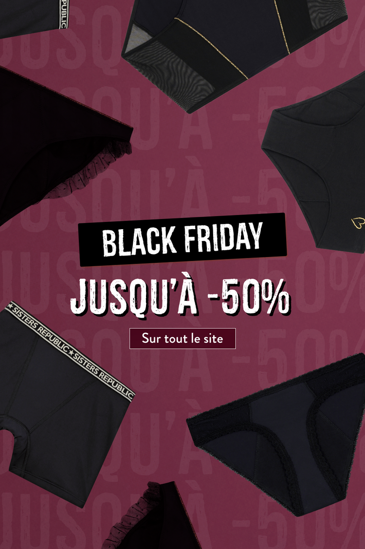 Sisters Republic FR La culotte menstruelle en tissus BIO efficace 12h sans fuite, ni odeur, ni sensation d'humidité. Élue "Victoire de la Beauté Top Innovation"