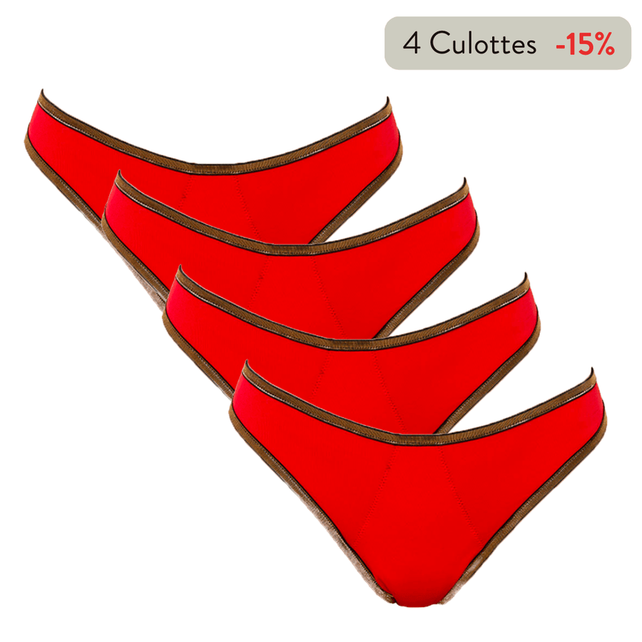 Pack de 4 culottes Gloria Rouge Doré