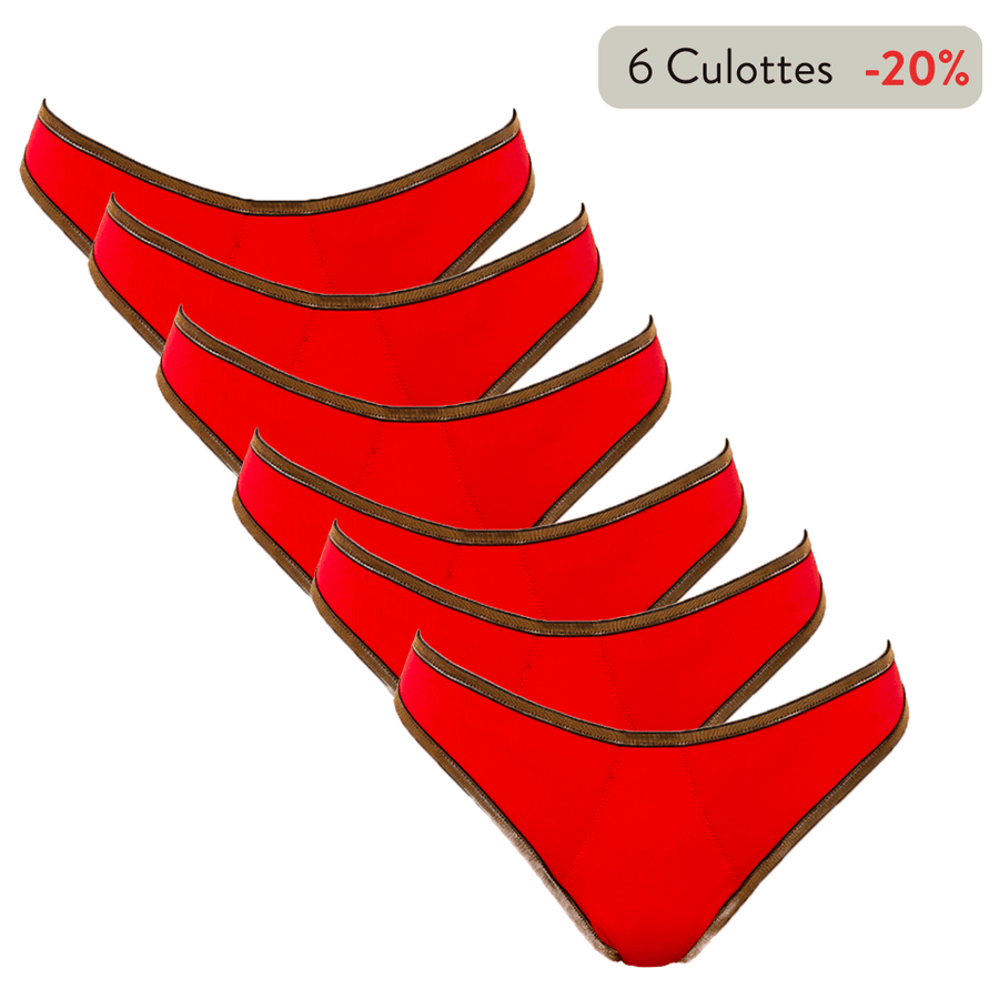 Pack de 6 culottes Gloria Rouge Doré